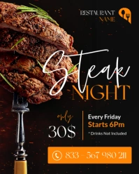 Black Modern & Minimal Modern Minimal Professional Steak Night Flyer Template - Dark Color Palette Instagram Portrait