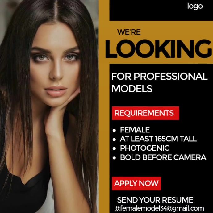 Black Modern & Minimal Modern Model Casting Job Instagram Post Instagram-opslag template