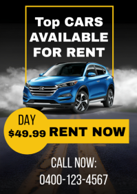 Black Modern & Minimal Modern Professional Car Rental Service A4 template