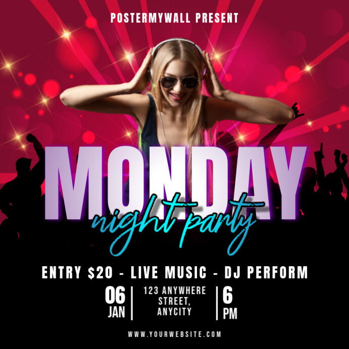 Copy of Black Modern & Minimal Monday Night Party Persegi (1:1 ...