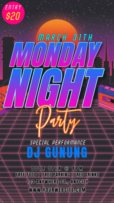 Copy of Black Modern & Minimal Monday Night Party Tampilan Digital (9: ...