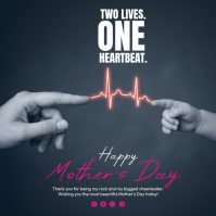 Black Modern & Minimal Mother's Day Square Квадрат (1 : 1) template