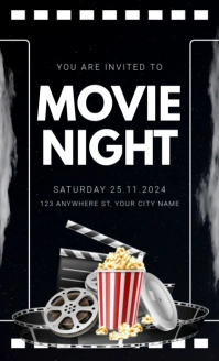 Black Modern & Minimal Movie Night Us Legal template
