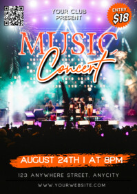 Black Modern & Minimal Music Concert A2 template