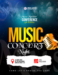 Black Modern & Minimal Music Concert  Flyer (us Letter) template