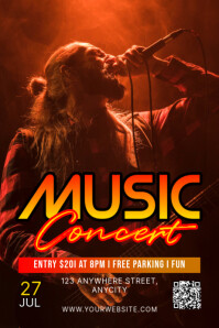 Black Modern & Minimal Music Concert Poster template