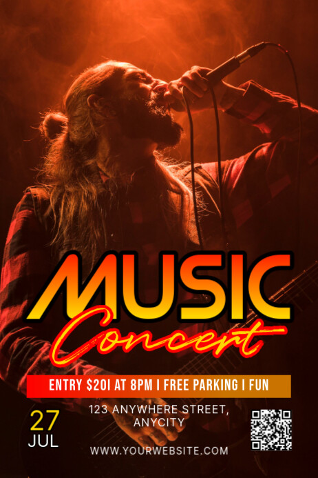 Black Modern & Minimal Music Concert Poster Cartaz template