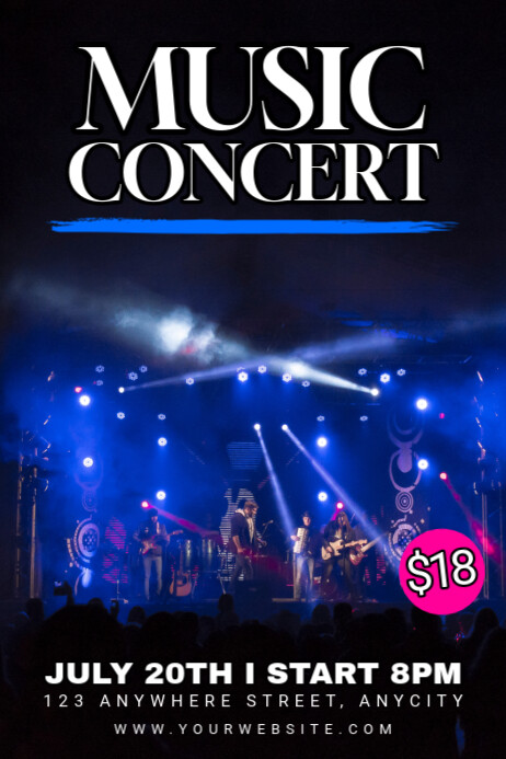 Black Modern & Minimal Music Concert Poster โปสเตอร์ template