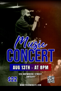 Black Modern & Minimal Music Concert Poster 海报 template
