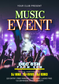 Black Modern & Minimal Music Event A2 template