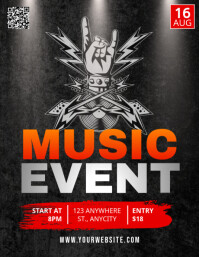 Black Modern & Minimal Music Event Pamflet (letter As) Flyer (US Letter) template