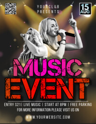 Black Modern & Minimal Music Event Pamflet (letter As) Volantino (US Letter) template
