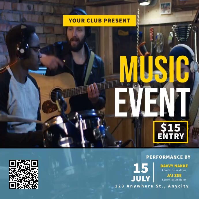 Black Modern & Minimal Music Event Pos Instag Instagram-bericht template