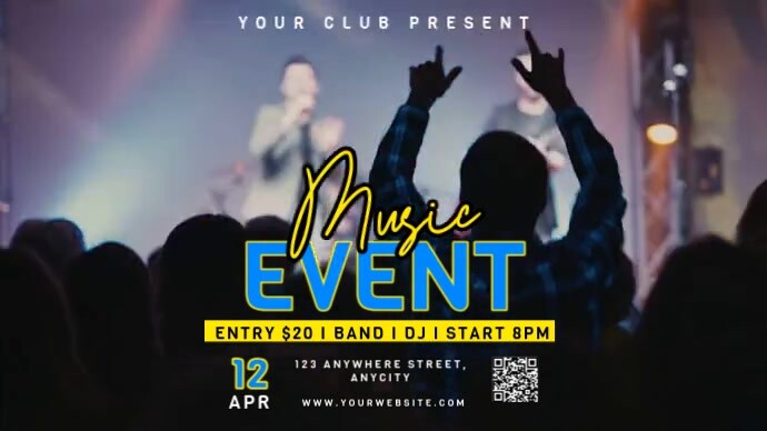 Black Modern & Minimal Music Event Pos Twitter Iphosti le-Twitter template