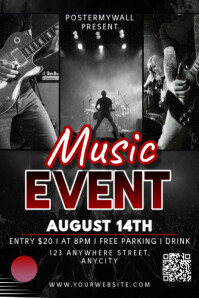 Black Modern & Minimal Music Event Poster template