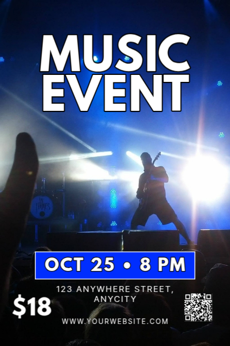 Black Modern & Minimal Music Event Poster Template | PosterMyWall