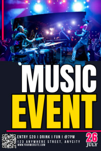 Black Modern & Minimal Music Event Poster template