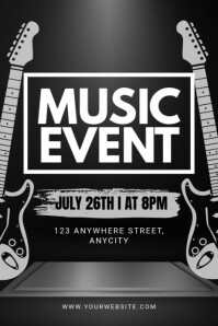 Black Modern & Minimal Music Event Poster template
