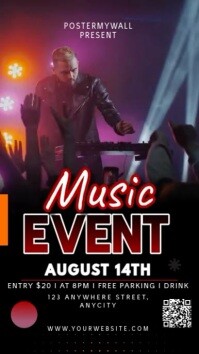 Black Modern & Minimal Music Event Reel Instagram template