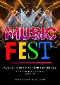 Black Modern & Minimal Music Fest A2 template
