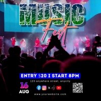 Black Modern & Minimal Music Fest Pos Instagram template