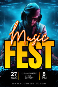 Black Modern & Minimal Music Fest Poster template