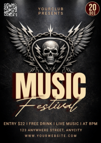 Black Modern & Minimal Music Festival A1 template