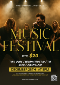 Black Modern & Minimal Music Festival A2 template