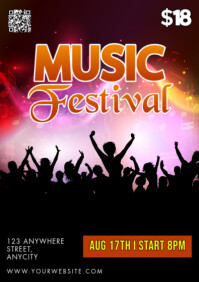 Black Modern & Minimal Music Festival A2 template
