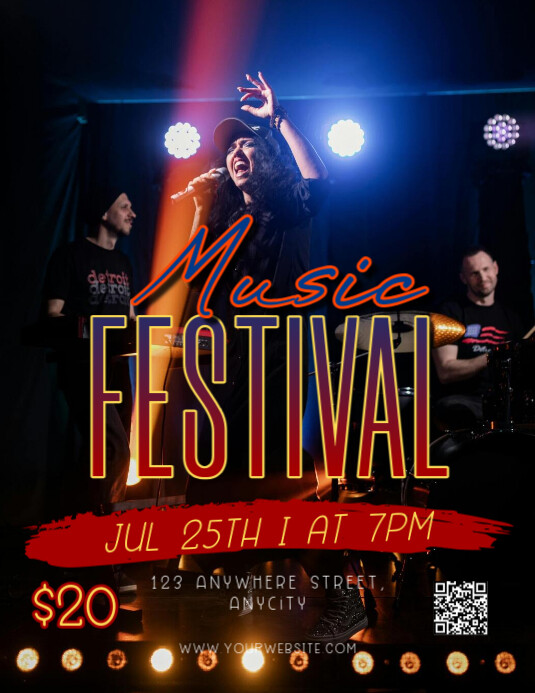 Black Modern & Minimal Music Festival Pamflet (letter As) template
