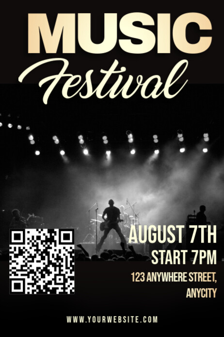 Black Modern & Minimal Music Festival Poster Plakkaat template