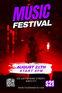 Black Modern & Minimal Music Festival Poster template