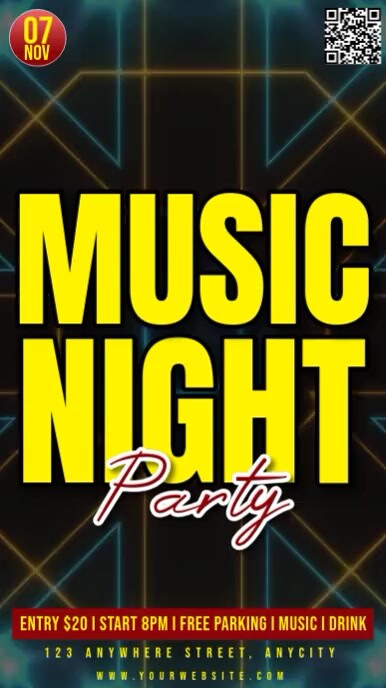 Copy of Black Modern & Minimal Music Night Party Instagram Reel ...