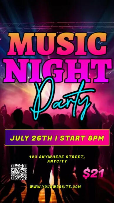 Black Modern & Minimal Music Night Party Instagram Story template