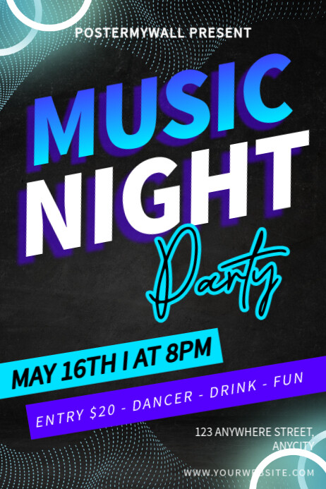 Copy of Black Modern & Minimal Music Night Party Poster | PosterMyWall