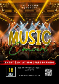 Black Modern & Minimal Music Party A4 template