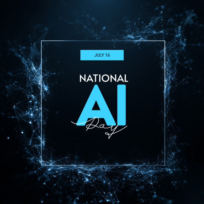 Black Modern & Minimal National Ai Day Instagram Post template