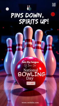Black Modern & Minimal National Bowling Day Instagram Story template