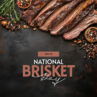 Black Modern & Minimal National Brisket Day Instagram Post Instagram-bericht template