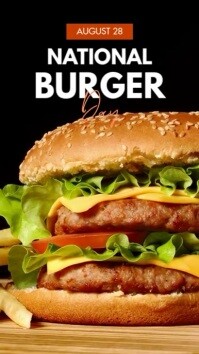 Black Modern & Minimal National Burger Day Instagram Story template