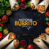 Czarny National Burrito Day Instagram-opslag Template