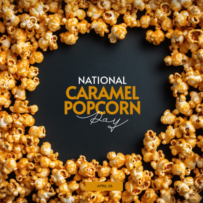 Black Modern & Minimal National Caramel Popcorn Day Instagram Post ...