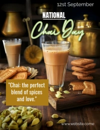 Black Modern & Minimal National Chai Day  Fly Løbeseddel (US Letter) template