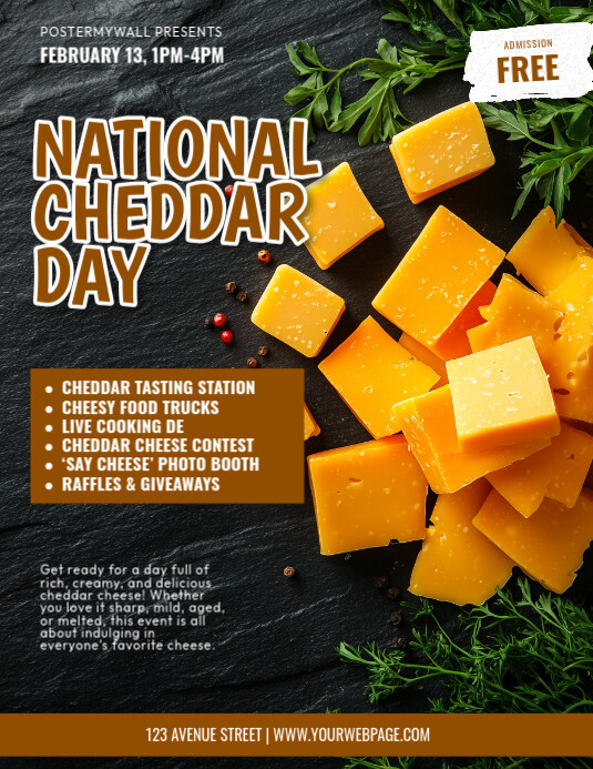 Black Modern & Minimal National Cheddar Day Event Flyer (us Letter ...