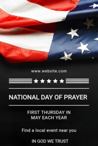 Nero Black Modern & Minimal National Day Of Prayer Flyer – Church Event, Prayer Meeting & Religious Gathe Poster Template