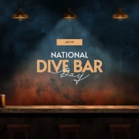 Black Modern & Minimal National Dive Bar Day Instagram Post template