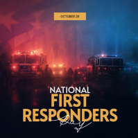 Black Modern & Minimal National First Responders Day  Instagram Post template