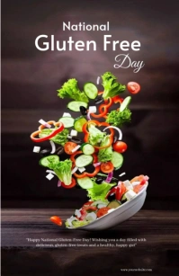 Black Modern & Minimal National Gluten Free Day Design Half Page Wide template