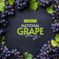 Nero Black Modern & Minimal National Grape Day Instagram Post Instagram-opslag Template