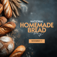 Black Modern & Minimal National Homemade Bread Day Instagram Post template